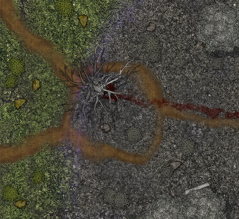 Homemade map of a forest afflicted by a mysterious ashen curse.