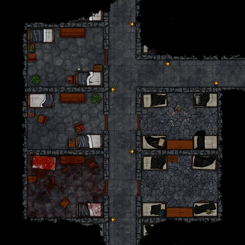 Homemade map of an old manor's interior with two floors and a patio.