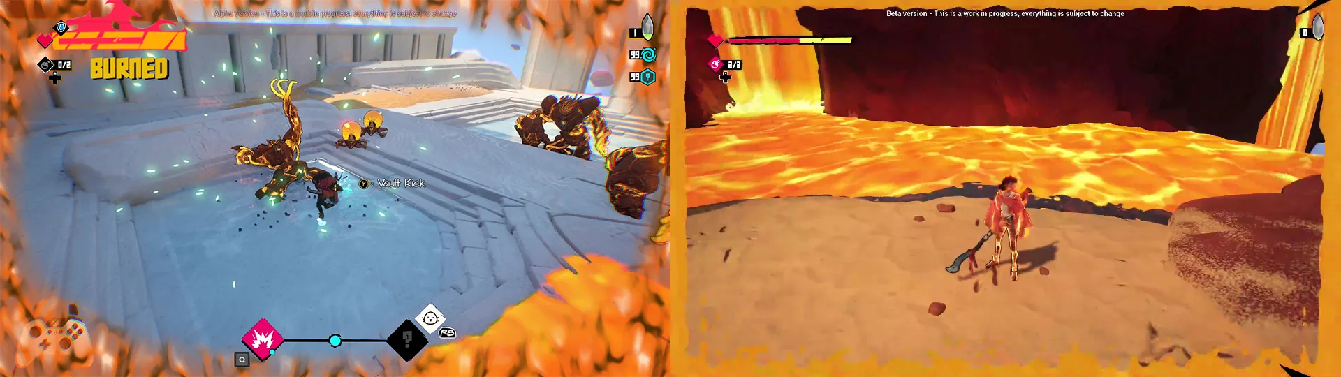 Side-by-side comparison of the proposals and final results of the Status Effect Overlays